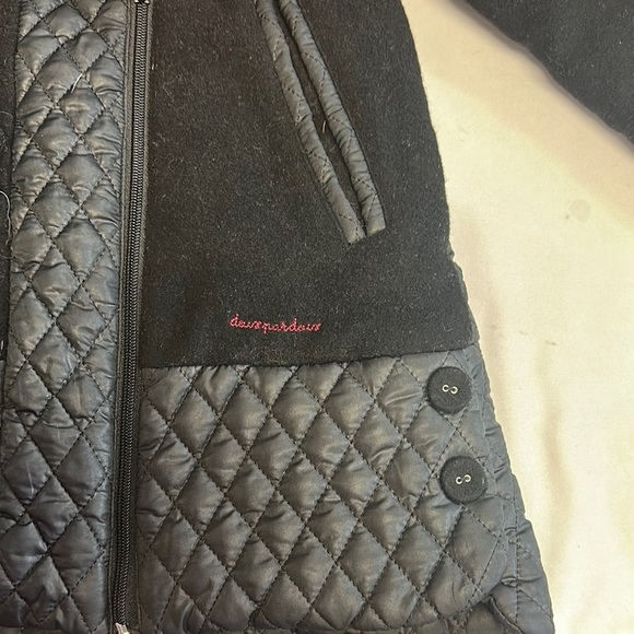 Deux Par Deux - Black and Pink Quilted Puffer Jacket with Hood - Picture 2 of 8